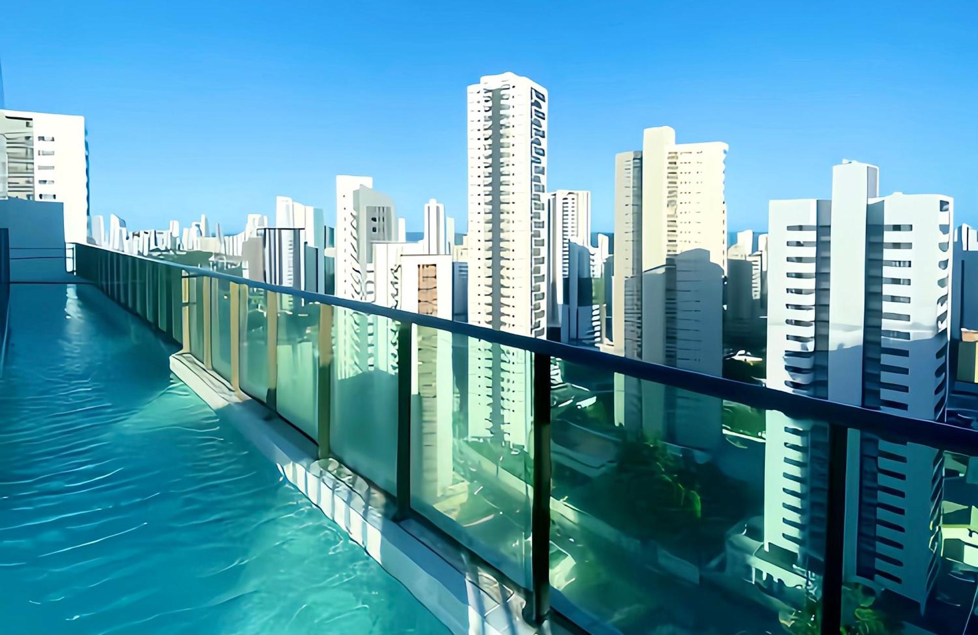 Flat Piscina No Rooftop Aluguel Temporada Em Récife Extérieur photo